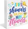 April Showers Bring May Flowers Wooden Sign, Farmhouse Spring Desk Decorations